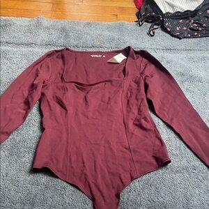 Abercrombie & Fitch Deep Red Long Sleeve Bodysuit